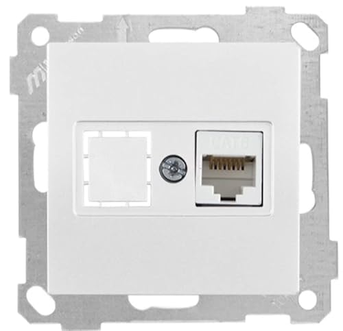 Mutlusan Candela - 1 fach Netzwerkdose/Netzwerk Dose/Datendose RJ45 CAT6 · Weiß/Hell · Unterputz/Up/Einbau/Wandeinbau von HERRY24 Your Project Partner