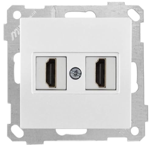 Mutlusan Candela - 2 fach HDMI Dose Steckdose · Weiß · Einbau, Unterputz, UP, Wandeinbau, Schrank, Tisch von HERRY24 Your Project Partner