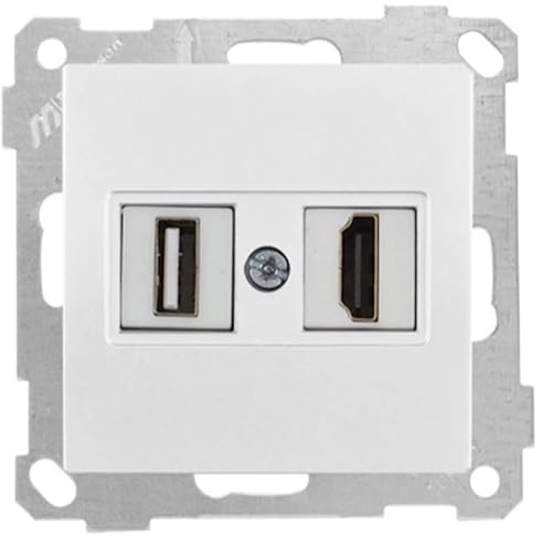 Mutlusan Candela HDMI & USB Dose/Steckdose/Anschlussdose · Weiß · Unterputz/UP/Einbau/Wandeinbau von HERRY24 Your Project Partner