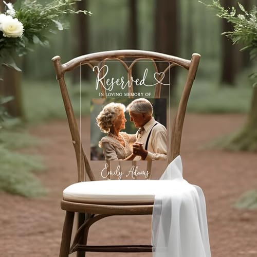 Personalisiertes Reserviertes Gedenkschild, Gedenkschild Aus Acryl, Trauergeschenke, In Liebevoller Erinnerung Schild, Personalisiertes Hochzeits-Erinnerungsschild, Hochzeitsdekoration(Small - 10 X 7 von HERSTL
