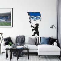 Fußball Wandtattoo Hertha Bsc Berliner Bär trägt Flagge Wohnzimmer Fanartikel Wandbild selbstklebend 40x71cm - bunt von HERTHA BSC