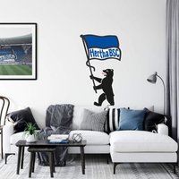 Fußball Wandtattoo Hertha Bsc Berliner Bär trägt Flagge Wohnzimmer Fanartikel Wandbild selbstklebend 80x142cm - bunt von HERTHA BSC