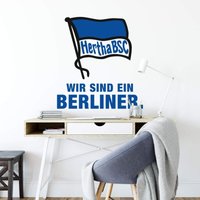 Fußball Wandtattoo Hertha Bsc Schriftzug Wir sind ein Berliner Flagge Blau Weiß Wandbild selbstklebend 60x65cm - blau von HERTHA BSC