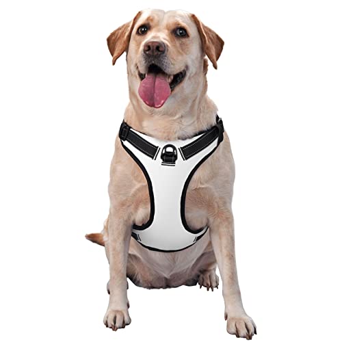 Hundegeschirr für kleine, mittelgroße und große Hunde, verstellbar, atmungsaktiv, mit Schnellverschluss-Schnallen, Naturweiß Hundegeschirr für kleine, mittelgroße und große Hunde, verstellbar, atmungsaktiv, mit Schnellverschluss-Schnallen, Naturweiß von HERTqwop