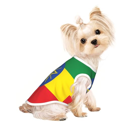 Hundeshirt mit Äthiopien-Flagge für kleine Hunde, weiche und atmungsaktive Katzen- und Hundekleidung, geeignet für kleine Haustiere von HERTqwop