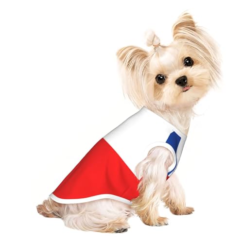 Hundeshirt mit Flagge von Chile für kleine Haustiere, weiche und atmungsaktive Katzen- und Hundekleidung, geeignet für kleine Haustiere von HERTqwop