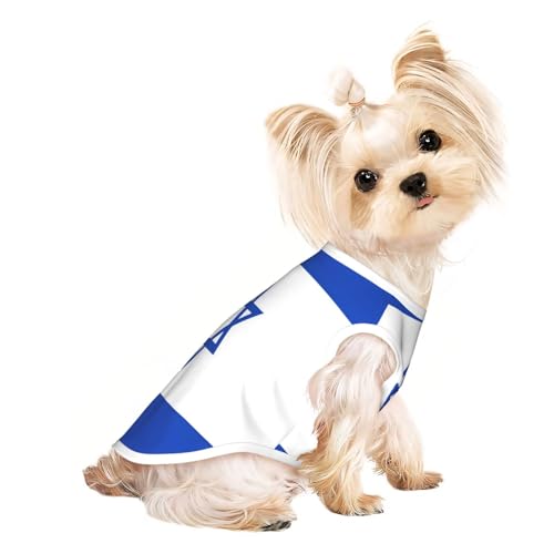 Hundeshirt mit Israel-Flagge für kleine Haustiere, weiche und atmungsaktive Katzen- und Hundekleidung, geeignet für kleine Haustiere von HERTqwop
