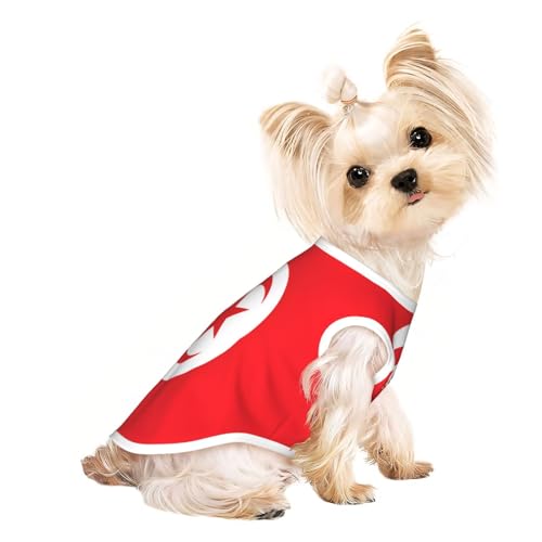 Hundeshirt mit tunesischer Flagge für kleine Hunde, weiche und atmungsaktive Katzen- und Hundekleidung, geeignet für kleine Haustiere von HERTqwop