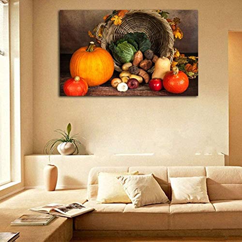 HERW Leinwand Bilder Arten Gemüse Retro-Stil Druck Leinwand Kunst Unlackieren Moderne Bilder Küche Wanddekoration Druck Und Poster 20X28 Zoll von HERW