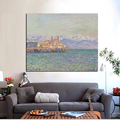 HERW Leinwand Bilder Hd Print Mittelmeer Fort Von Antibes Ölgemälde Auf Leinwand Impressionist Art Sofa Wandbild Für Wohnzimmer 20X28 Zoll von HERW