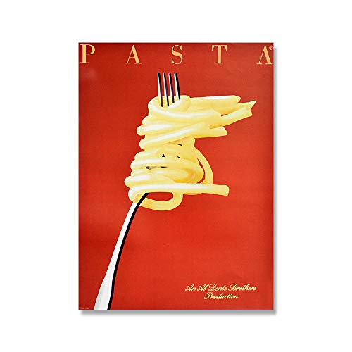 HERW Leinwand Bilder Vintage Italienische Pasta Retro Essen Und Trinken Italien Cafe Restaurant Print Poster Wandkunst Leinwand Malerei Feinschmecker Küche Kunst Dekor von HERW