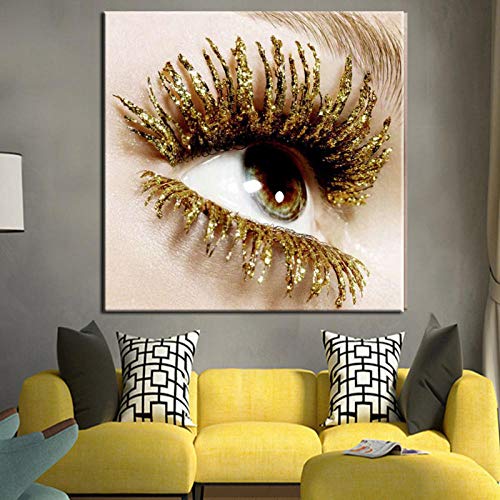 HERW Leinwand-Kunstdruck Plakate Und Drucke Wandmalerei Leinwand Kunst Goldene Wimpern Bild Wohnzimmer Schlafzimmer Küche Dekoration HERW Leinwand-Kunstdruck Plakate Und Drucke Wandmalerei Leinwand Kunst Goldene Wimpern Bild Wohnzimmer Schlafzimmer Küche Dekoration von HERW
