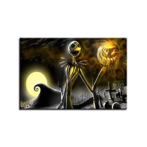 HERW Leinwandbild Nordische Abstrakte Leinwandbilder Wohnkultur Druckt Albtraum Vor Weihnachten Malerei Halloween Jack Skellington Poster Wandkunst 20X28 Zoll von HERW