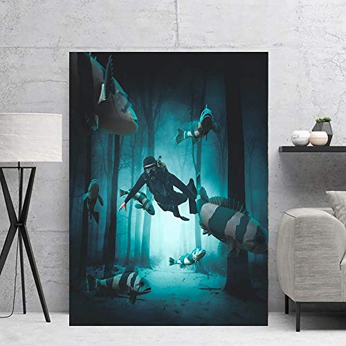 HERW Leinwandbild Tropische Fische Taucher Leinwand Hd Leinwand Malerei Wandkunst Hd Malerei Dekoration Leinwand Kunst Pop Art Wohnzimmer Schlafzimmer Küche Dekoration von HERW