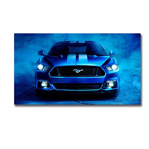 Leinwand-Kunstdruck Gemälde Wandkunst Fords Mustang Supercar Blue Artwork Bilder Leinwand Kunst Poster Und Drucke Modern Für Schlafzimmer Home Decoration von HERW