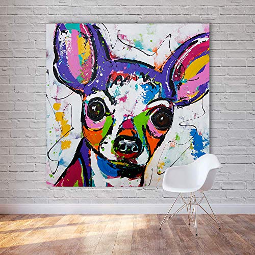 Leinwand-Kunstdruck Moderne Abstrakte Tier Leinwand Kunst Chihuahua Hund Pop Art Wandbilder Für Wohnzimmer Home Decor Malerei Ohne Rahmen Wandkunst von HERW