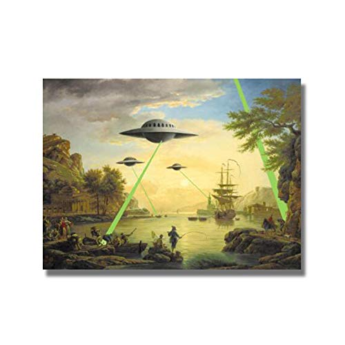 Leinwand-Kunstdruck Street Art Alien UFO Invasion Leinwand Malerei Poster Und Druck Wand Graffiti Kunst Bild Für Wohnzimmer Home Decoration 20X28 Zoll Leinwand-Kunstdruck Street Art Alien UFO Invasion Leinwand Malerei Poster Und Druck Wand Graffiti Kunst Bild Für Wohnzimmer Home Decoration 20X28 Zoll von HERW