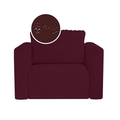 Sofa überzug 1 Sitzer Sofabezug mit Armlehnen, Stretch Sofa überwurfdecke, Modern waschbar Sofabezug Kratzfest wasserfest Couch überzug Sofa Cover-Weinrot von HERZLG LIFE