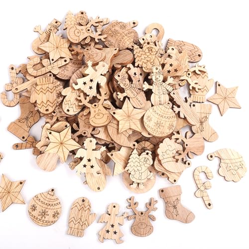 HERZNONE 200pcs Streudeko Weihnachtsdeko mini Holzscheiben f.Weihnachten (dunkel-C) von HERZONE