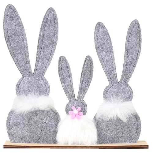 HERZONE Hase Aufsteller aus Filz für Ostern,Osterhase Figur osterndeko Osterhase zum Hinstellen (3pcs hase) von HERZONE