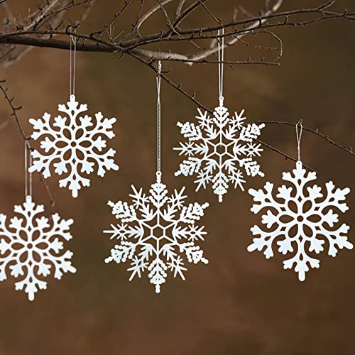 HERZWILD 36pcs Schneeflocken Weiß Weihnachtsbaumschmuck Weihnachtsbaumschmuck Schneeflocken zum Aufhängen Weihnachtsbaumanhänger Schneeflocken Deko Weihnachtsbaumschmuck (A-2type) von HERZWILD