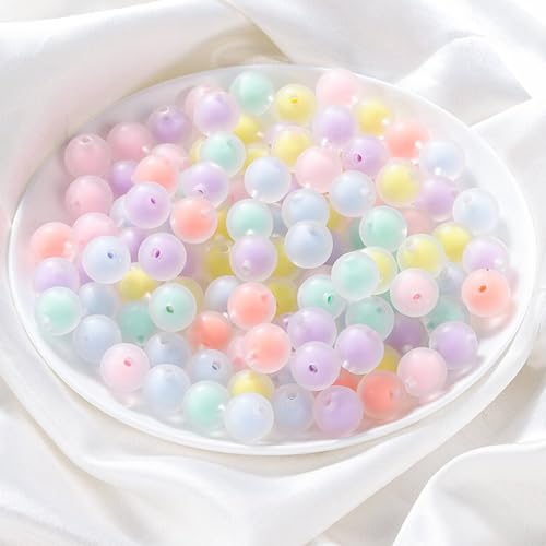 HERZWILD Bunte Perlen zum Auffädeln rund perlen Acryl Mehrfarbig Perlen Bastelperlen für DIY Armbänder Schmuck Haarband Halsketten (colorful) von HERZWILD