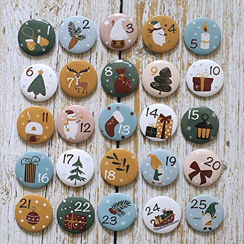 HERZWILD adventskalender zahlen buttons nummer anstecker nadeln weihnachtskalender selber basteln f. Jutesäckchen (weihnachtsmann) von HERZWILD