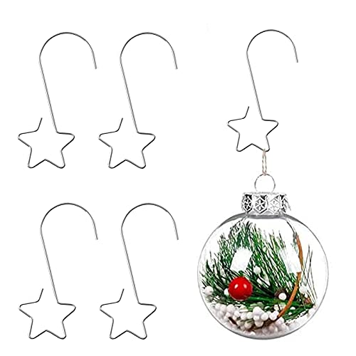 HERZWILD kugelaufhänger 100pcs Christbaumkugeln Aufhänger Weihnachtskugel S-Haken mit Stern schnellaufhängern f. Kugel Weihnachtsbaum Christbaum Baumkugeln Christbaumschmuck(Silber/s Haken mit Stern) von HERZWILD