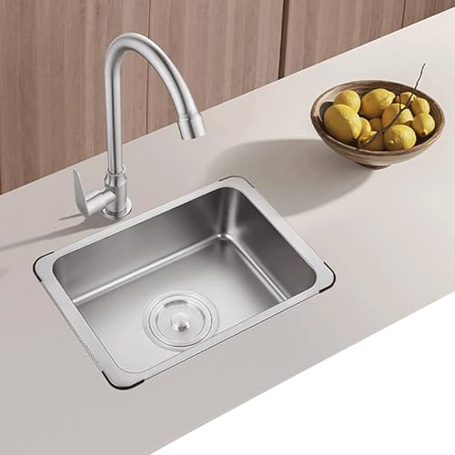 35/36/37.5cm Einbauspüle Klein Küchenspüle Edelstahl, Spülbecken mit Armatur Gewerbliche Spülschrank Bars, Balkone, Wohnungen, Restauranttheken, Küchen(Silver,37.5 * 25cm(14.8"*9.8")) von HESHEQ
