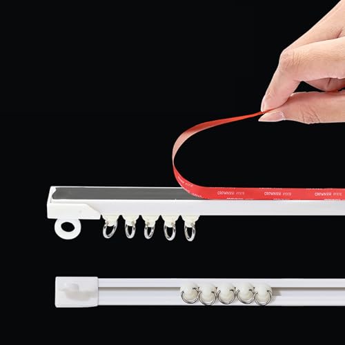 Selbstklebende Vorhangschiene for Decke oder Wand Deckenvorhangschiene 1-läufige Vorhangschiene for Vorhänge Wohnmobil-Vorhangschiene Raumteiler Duschvorhang(2.5m(8.2ft)) von HESHEQ
