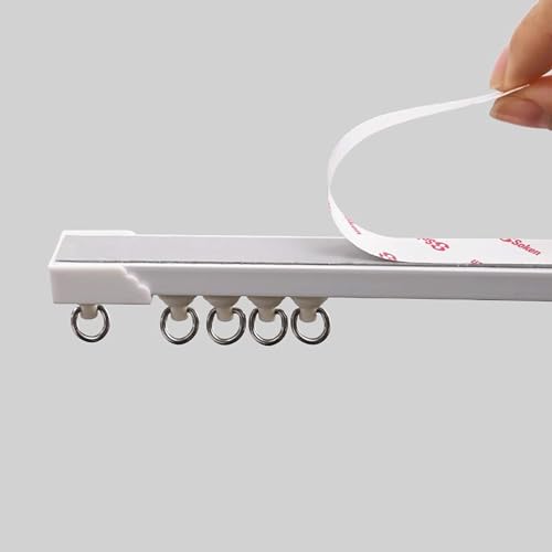 Selbstklebende Vorhangschiene gardinenschiene 1 läufig gardinen schienensystem Kein Bohren for Fenster Dusch Vorhänge Raumteiler Schienenvorhangsystem(60cm(2ft)) von HESHEQ