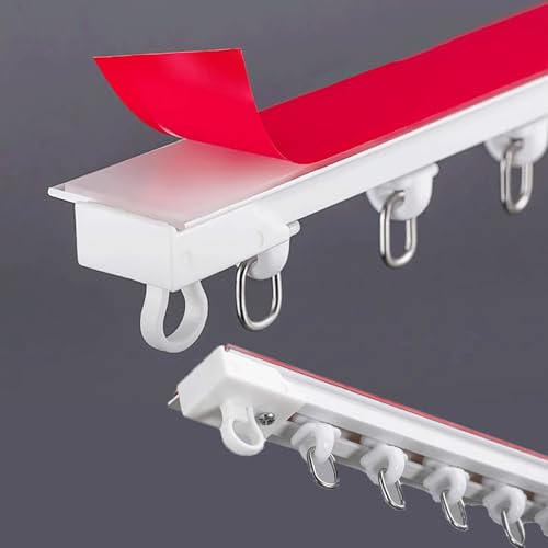 Selbstklebende Vorhangschiene vorhangschiene zum kleben vorhangschiene ohne bohren for Decke oder Wand for Vorhangschiene Etagenbett Erkerfenster Raumteiler(1m(3.3ft)) von HESHEQ