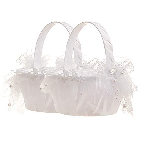 Hochzeit Blumenmädchen Korb Blumenkinderkörbchen (2pcs) (Elfenbein S02) von HESHIFENG. party & accessories