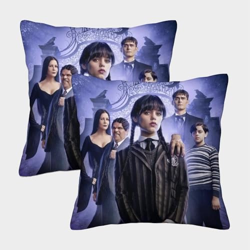 HESHS Addams Kissenbezug 50x50cm 2er Set Outdoor Kissen Dekokissen Leinen Kissenhülle Kissenbezüge Addams Kissenhüllen Für Sofa Wohnzimmer Zierkissen von HESHS