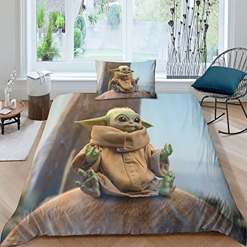 HESHS Bettwäsche 3D SSSS Mit Mandalorian Bettbezug Set Single（135x200cm） Bettwäsche Set 3-teilige Mikrofaser Erwachsene Kinder Bettbezug Mit Reißverschluss Und Kissenbezug von HESHS