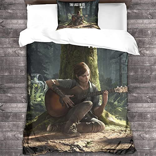 HESHS Bettwäsche Set Bettbezug 3D The Last of Us Theme Muster Für Erwachsene Kinder,Game Characters Druck 3-teilige Mikrofaser Bettwäsche Super Weiche Atmungsaktive Bettbezug Single（135x200cm） von HESHS