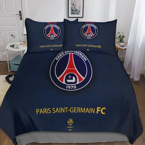 HESHS Paris St German PSG Bettbezug Set Bettwäsche-Sets Kinderbettwäsche Reißverschluss Mit Kissenbezügen Betten Set Für Jungen Und Mädchen, Kinder King（220x240cm） von HESHS
