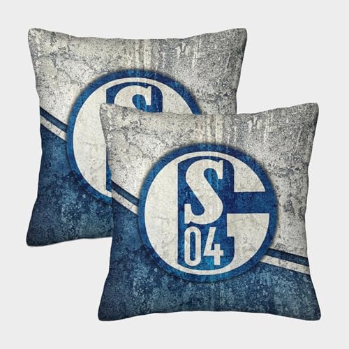 HESHS Schalke Logo Frühling Kissenbezug,Fußball Sofakissen Frühling Sommer Deko Outdoor Kissenbezug Kissen Kissenhülle Blumen Für Garten Couch Sofa Wohnzimmer Schlafzimmer 2er Set 45x45cm von HESHS