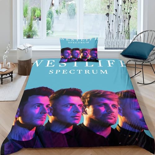 HESHS Westlife Bettwäsche 3D Bend Bettbezug Set Polyesterfaser Bettwäsche Set Mikrofaser Bettbezug Mit Reißverschluss, Geschenke Für Kinder Single（135x200cm） von HESHS