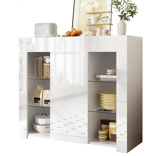 HESHU Kommode Sideboard, Buffetschrank mit Türen & offene Regale, Schlafzimmerschrank für Wohnzimmer, Esszimmer– 95x35x83 cm HESHU Kommode Sideboard, Buffetschrank mit Türen & offene Regale, Schlafzimmerschrank für Wohnzimmer, Esszimmer– 95x35x83 cm von HESHU