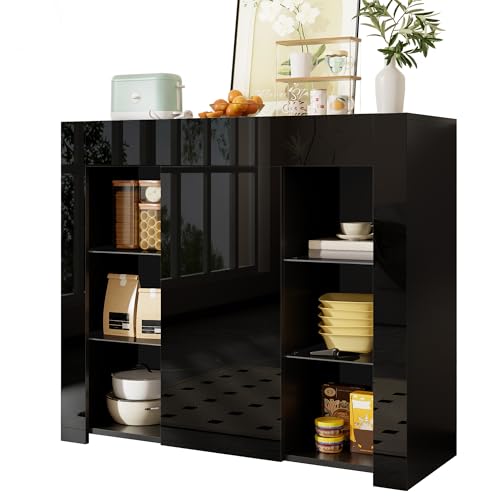 HESHU Kommode Sideboard, Buffetschrank mit Türen & offene Regale, Schlafzimmerschrank für Wohnzimmer, Esszimmer– 95x35x83 cm HESHU Kommode Sideboard, Buffetschrank mit Türen & offene Regale, Schlafzimmerschrank für Wohnzimmer, Esszimmer– 95x35x83 cm von HESHU