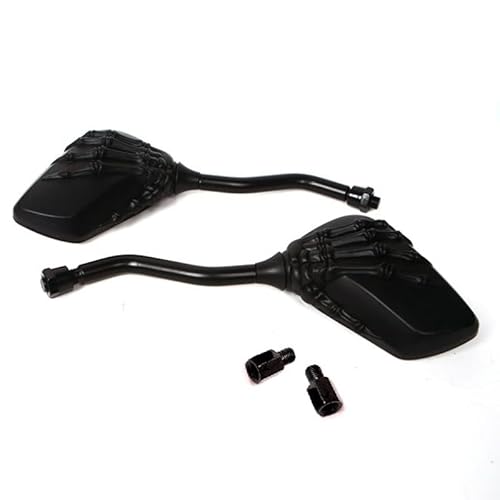 HESHUWEN Motorrad Spiegel Universal Motorrad Roller Rückseite Spiegel Modifikation Schädel Craw Schatten Rückspiegel Paar 8mm 10mm Roller Spiegel(Noir) von HESHUWEN