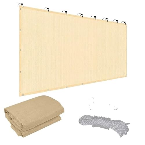 Sonnensegel Garten Pergola wasserdichte Sonne Schattierung Segel Balkon Privatsphäre Screen Net Terrasse Winddicht Zaun Netting Sonnensegel Wasserdicht(Beige 1PC,1x4M) von HESHUWEN