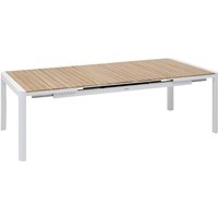 Ausziehbarer Gartentisch paradize Akazie & Weiß - 12 Plätze - Epoxidbeschichtetes Aluminium - FSC®-zertifiziertes Akazienholz - Hespéride von HESPERIDE