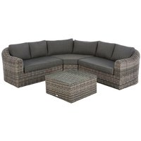 Garten-Eckgarnitur Mooréa Terre d'ombre - 5 Plätze - epoxidbeschichtetes Aluminium - Kunststoffrattan - Polyester - Hespéride Garten-Eckgarnitur Mooréa Terre d'ombre - 5 Plätze - epoxidbeschichtetes Aluminium - Kunststoffrattan - Polyester - Hespéride von HESPERIDE