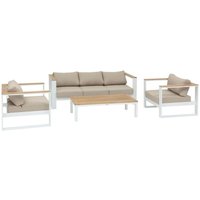 Hesperide - Lounge-Garnitur für den Garten emperia Weiß & Akazie - 5 Plätze - Epoxidbeschichtetes Aluminium - Polyester - FSC®-zertifiziertes von HESPERIDE