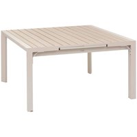 Quadratischer - ausziehbarer Gartentisch évasion Holzeffekt Leinen & Lehmfarben - 10 Plätze - Epoxidbeschichtetes Aluminium - Hespéride von HESPERIDE