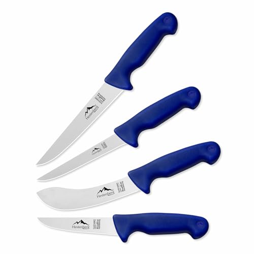 HESTENBERG Solingen Germany 4-Teiliges Profi Metzgermesser Set 3552, geeignet als Schlachtmesser & Fleischmesser (Blau) von HESTENBERG