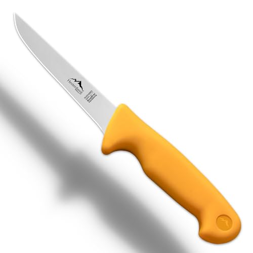 HESTENBERG Solingen Germany Ausbeinmesser gerade & gebogen in Gelb, geeignet als Metzgermesser, Schlachtmesser & Fleischmesser (5" Gerade) von HESTENBERG