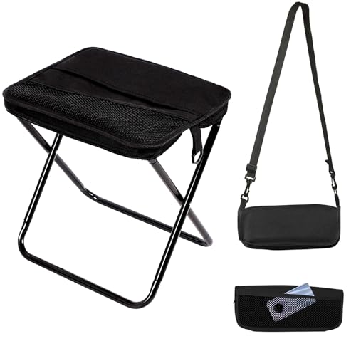 HESUSLA Multifunktionale Campinghocker, Reise-Klapphocker und Klappstühle können für Aktivitäten wie Camping, Angeln und Wandern verwendet werden. Tragfähigkeit von 120 kg (schwarz) von HESUSLA